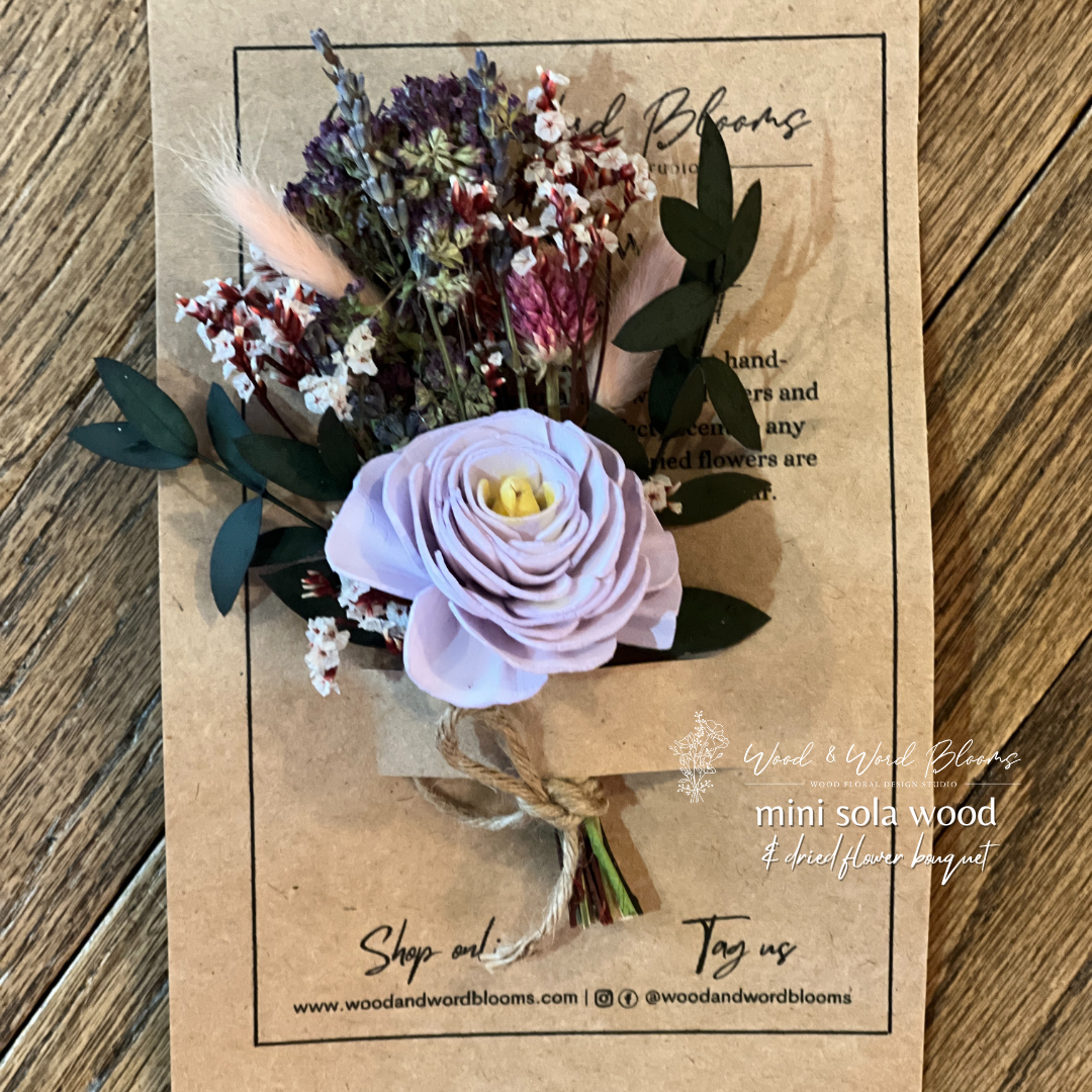 Mini Wood & Dried Flower Bouquets