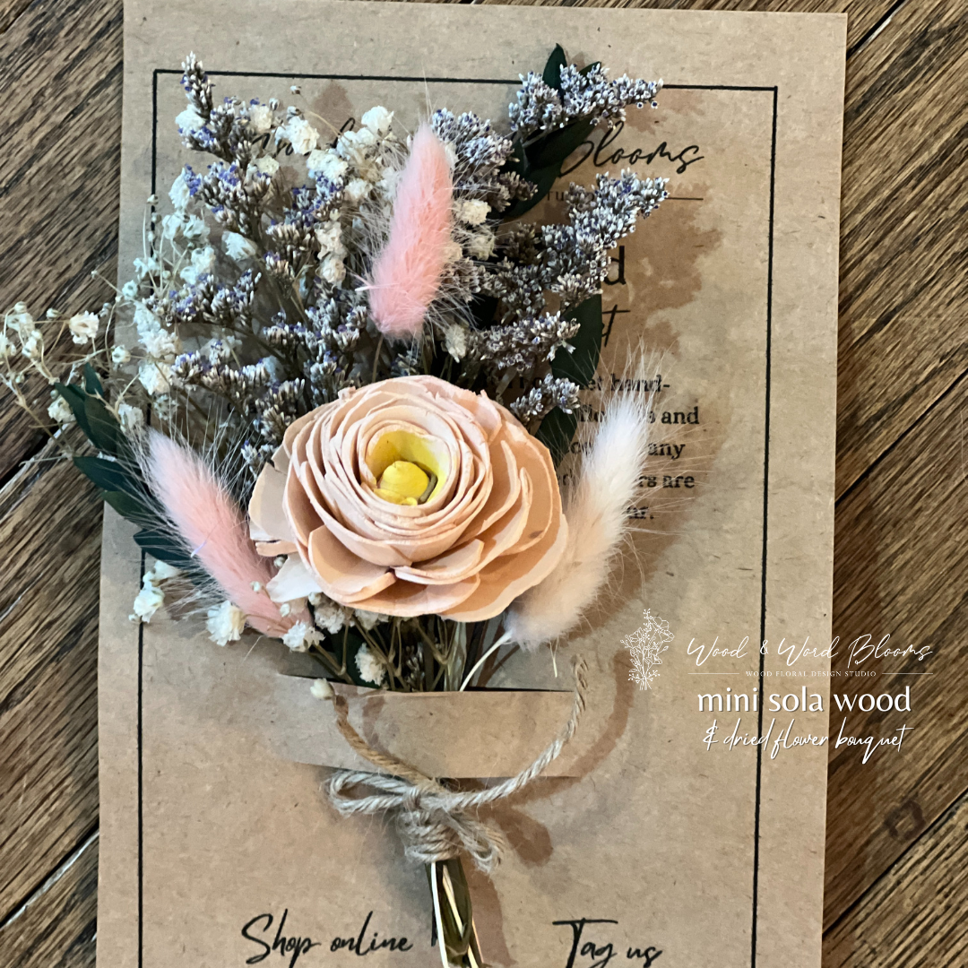 Mini Wood & Dried Flower Bouquets