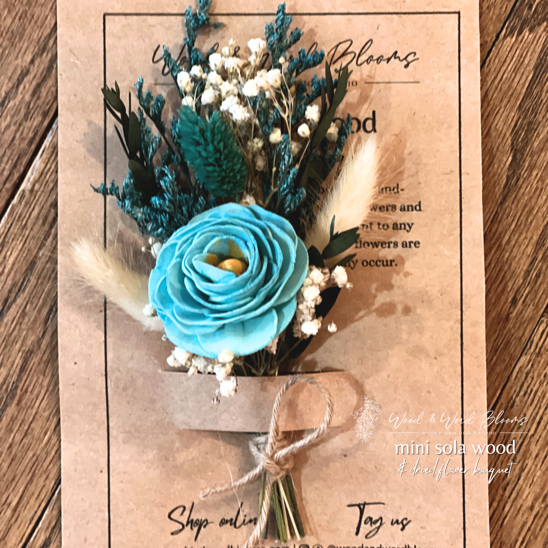 Mini Wood & Dried Flower Bouquets