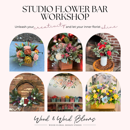 Studio Flower Bar Workshops (including the Book Bouquet)