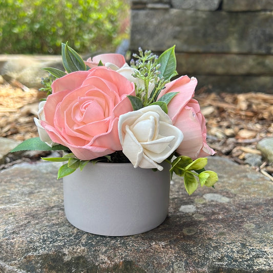 Rose Pot - pink in gray
