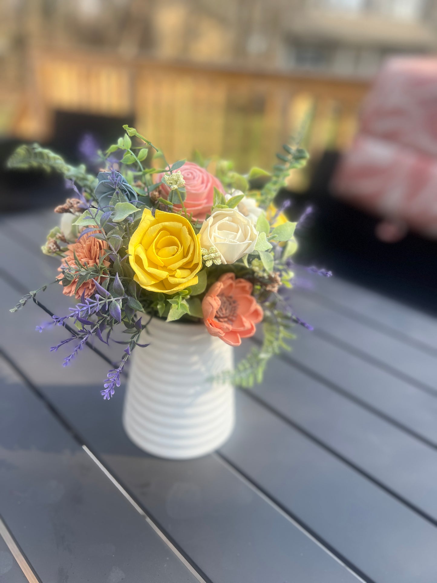 Wood Flower Garden Party Centerpiece For (or with) Mom