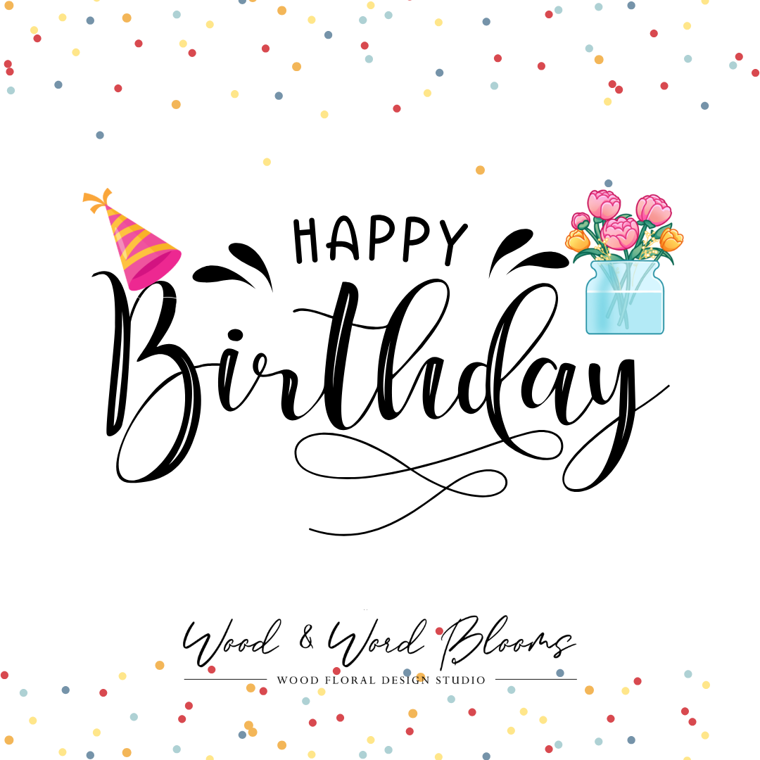 Wood & Word Blooms Birthday Gift Card